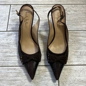 Nicole Miller New York Brown Suede & Leather Heels- Size 9.5B/39.5